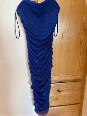 Sparkle Ruched Royal Blue Women's Dress